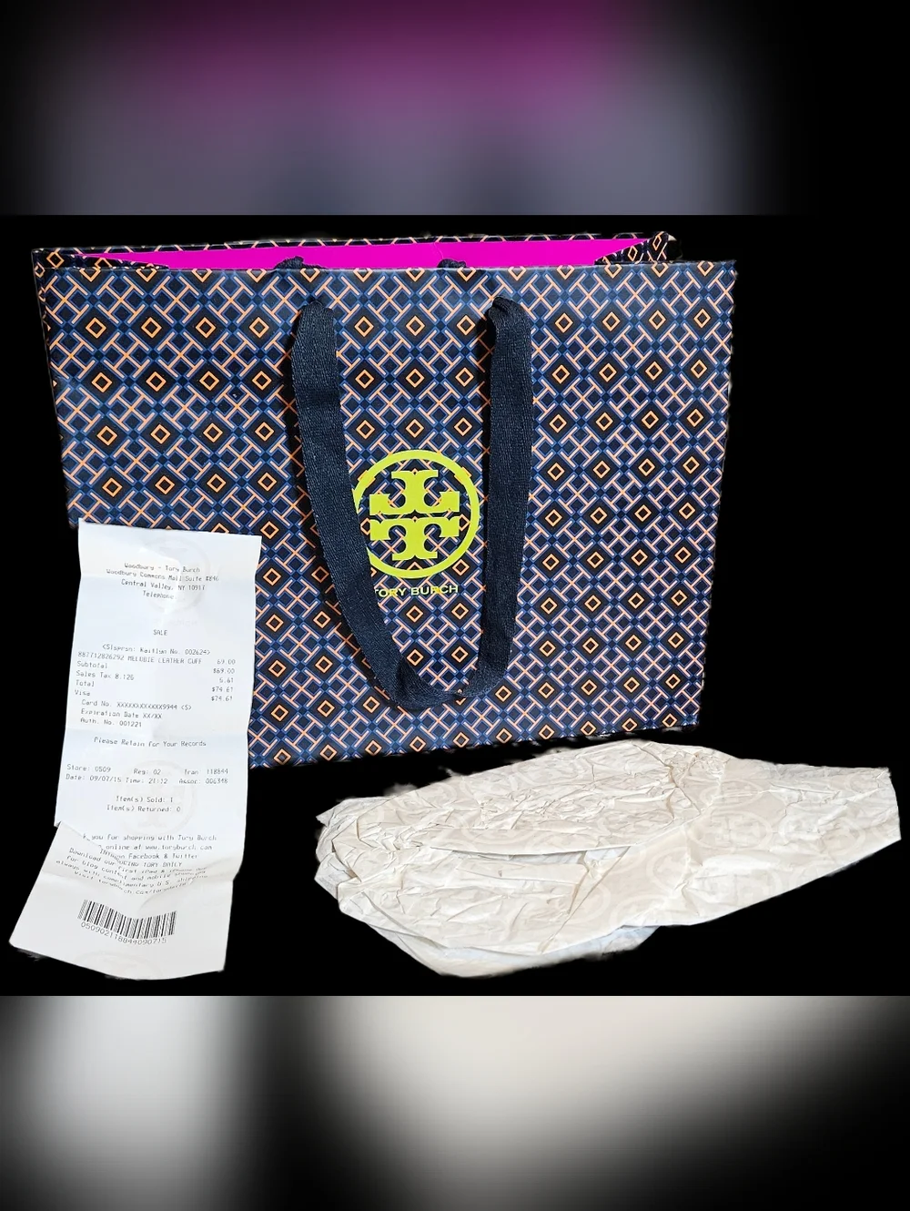Tory Burch Shopping Gift Bag Tissue Paper Original Receipt Boutique Set RARE